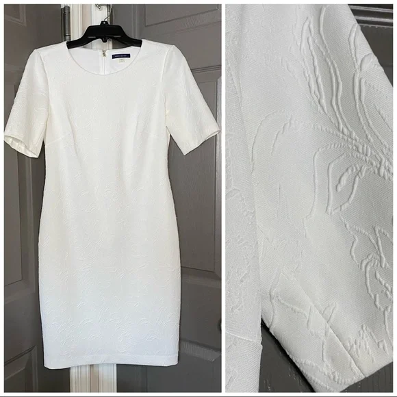 Tommy Hilfiger Ivory / Winter White Textured Sheath Dress Size 6 - Picture 1 of 12